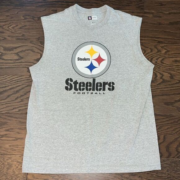 NFL Other - Mens Pittsburgh Steelers Big Logo Gray NFL Sleeveless Tank T Jersey Shirt L 💪
